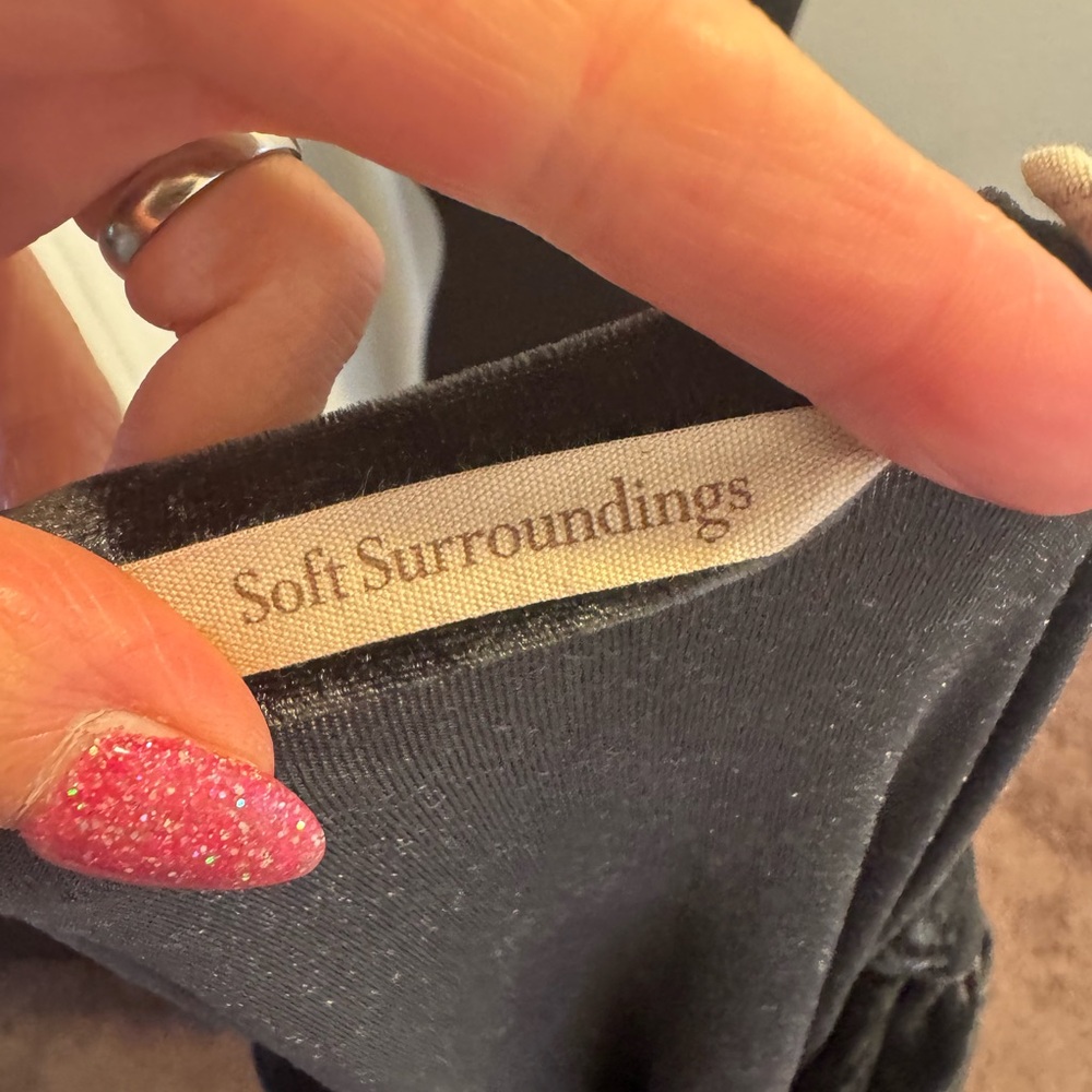 Soft Surroundings Gray Velvet Maxi Faux Wrap Dress Long Holiday Stretch L - Picture 5 of 10